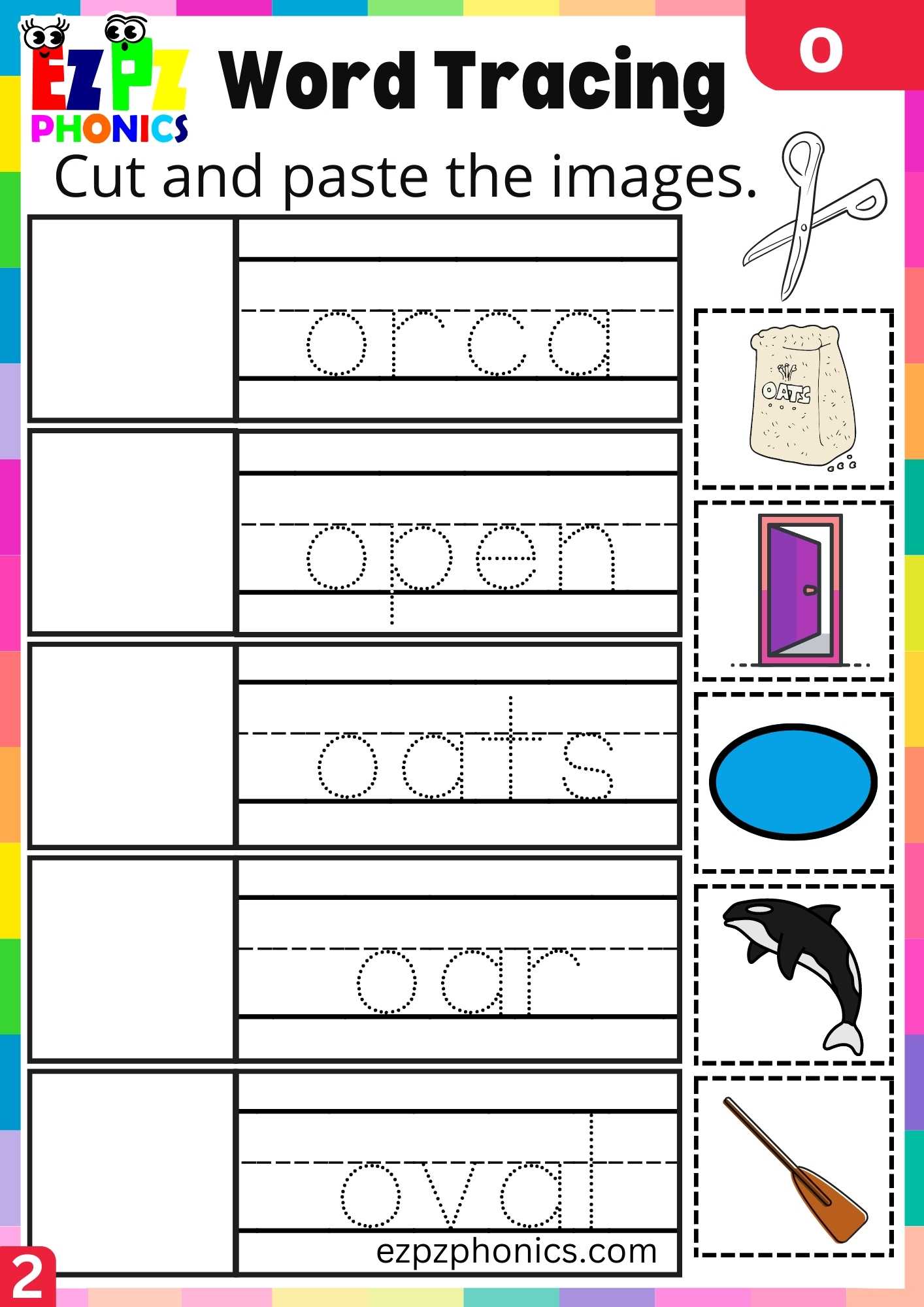 Group2 Letter O Word Tracing Beginning Sounds Worksheet
